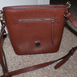 Dooney & Bourke Tan Crossbody Bag with Gold Accents